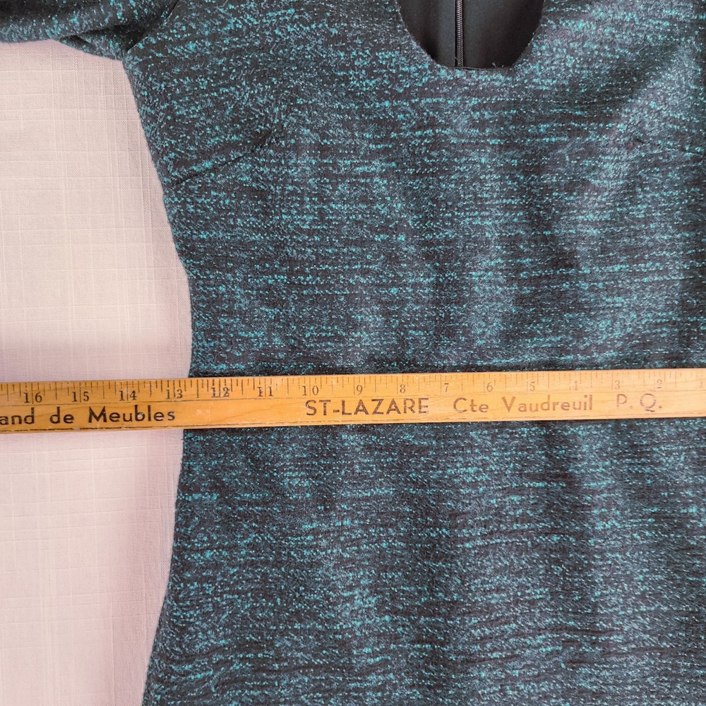Le Chateau Sheath Dress Women Small Black Teal Marled Knit V Neck Made in Canada - Picture 10 of 13